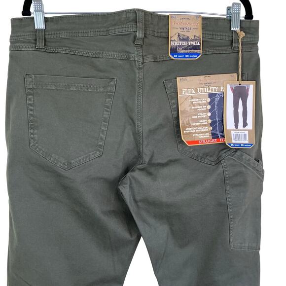 Weatherproof Vintage Mens Sz 36x30 Flax Utility Pant Straight Fit Stretch Twill - Picture 5 of 15